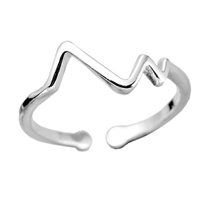 999纯银食指戒指男女心动心电图日韩潮人学生个性简约小众设计感