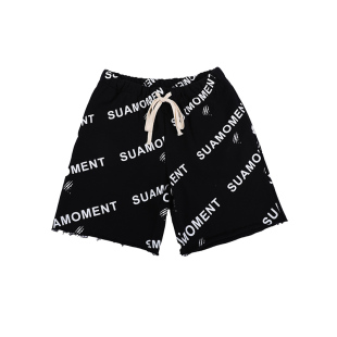 SuaMoment夏季抓痕字母满印ins嘻哈运动破坏短裤男女休闲情侣款