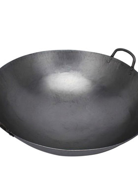 厨师专用双耳港式手打锅熟铁中式