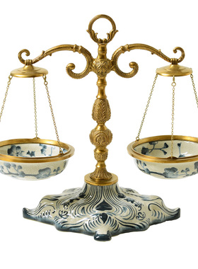 新古典风奢华天平称陶瓷零食托盘