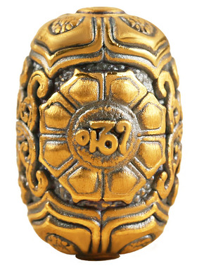 3D硬金黄金莲花如意宝瓶桶珠转运珠足金999镀铑复古串珠配珠男女