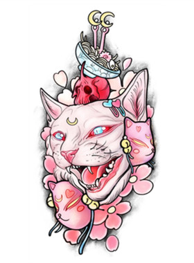 纹身贴彩色花臂少女防水