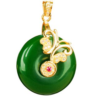 925银包玉新疆和田玉碧玉平安扣吊坠挂件昆仑羊脂玉貔貅平安扣