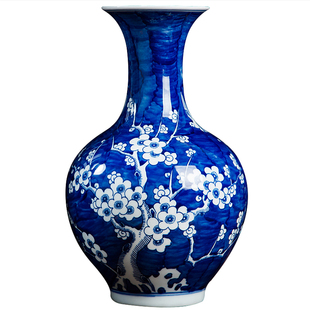 景德镇陶瓷器手工仿古青花瓷花瓶插花新中式客厅家居装饰品摆件