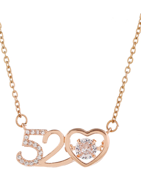 抖音钛钢灵动风我爱你钻石吊坠