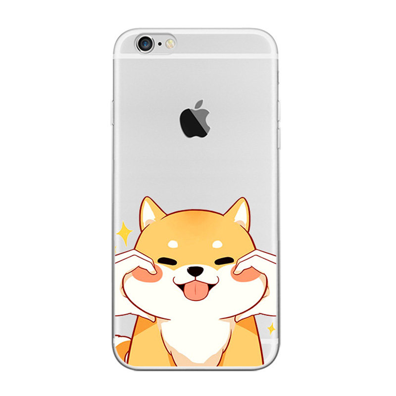 可爱柴犬秋田犬狗狗适用三星note8 note5 note4 s8手机壳透明软壳