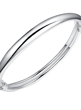 999纯银手镯光面推拉男女情侣款