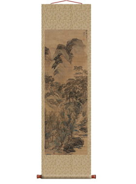 清 王鉴 岭上白云图 挂轴条幅卷轴山水画名画真迹复制品书房玄关