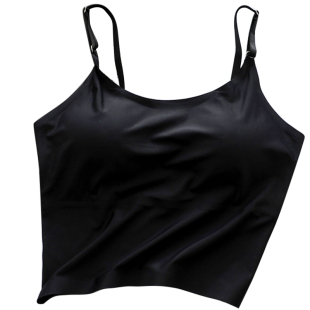 夏天白色纯棉美背吊带防走光带胸垫裹胸抹胸打底冰丝背心运动内衣