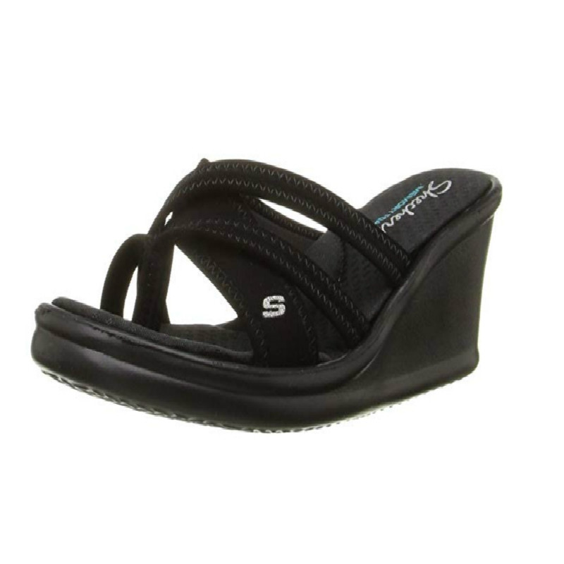 Skechers 斯凯奇 女夏季轻便舒适超轻记忆坡跟拖鞋 凉拖38465
