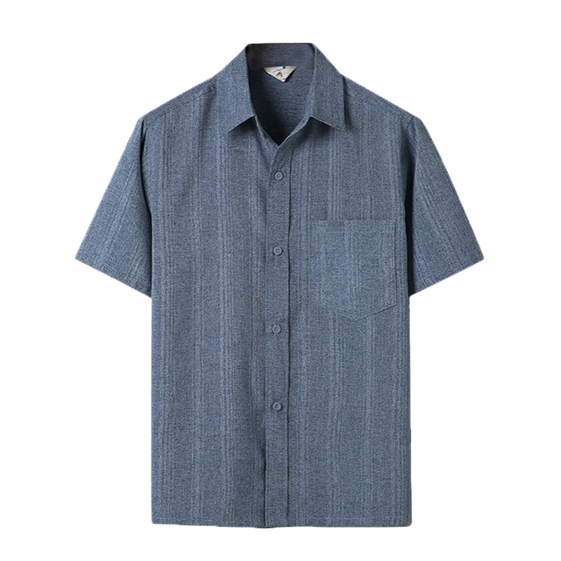 中老年人衣服80岁爷爷装夏装老爸爸短袖衬衫60-70岁父亲雪纺衬衣