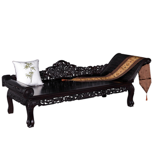 黑檀木五福贵妃床贵妃塌实木床黄花梨红檀鸡翅木明清古典红木家具