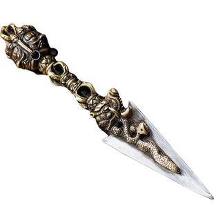 欧斯特 尼泊尔手工 铜做旧雕花普巴金刚 客厅居家不含底座大号橛