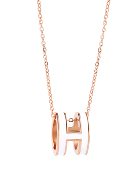 韩版简约个性h字母玫瑰金潮项链