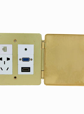 多功能桌面插座银色 会议室多媒体信息盒 电源电话网络RJ45桌插座