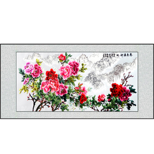 苏绣成品牡丹刺绣挂画 软裱春色满神州乔迁开业礼品2米大幅客厅画