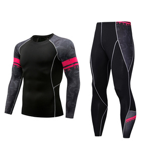 健身服套装男紧身衣长袖长裤运动两件套高弹速干篮球跑步训练衣