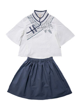 女童学生唐装风演出服