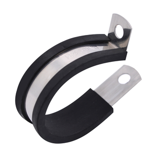 304不锈钢连胶条喉箍水管固定卡箍R型橡胶减震管夹电缆电线夹