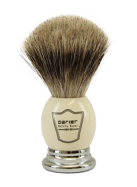 Parker-美国帕克 WHPB 优质獾毛 白色镀铬手柄 剃须刷含刷架