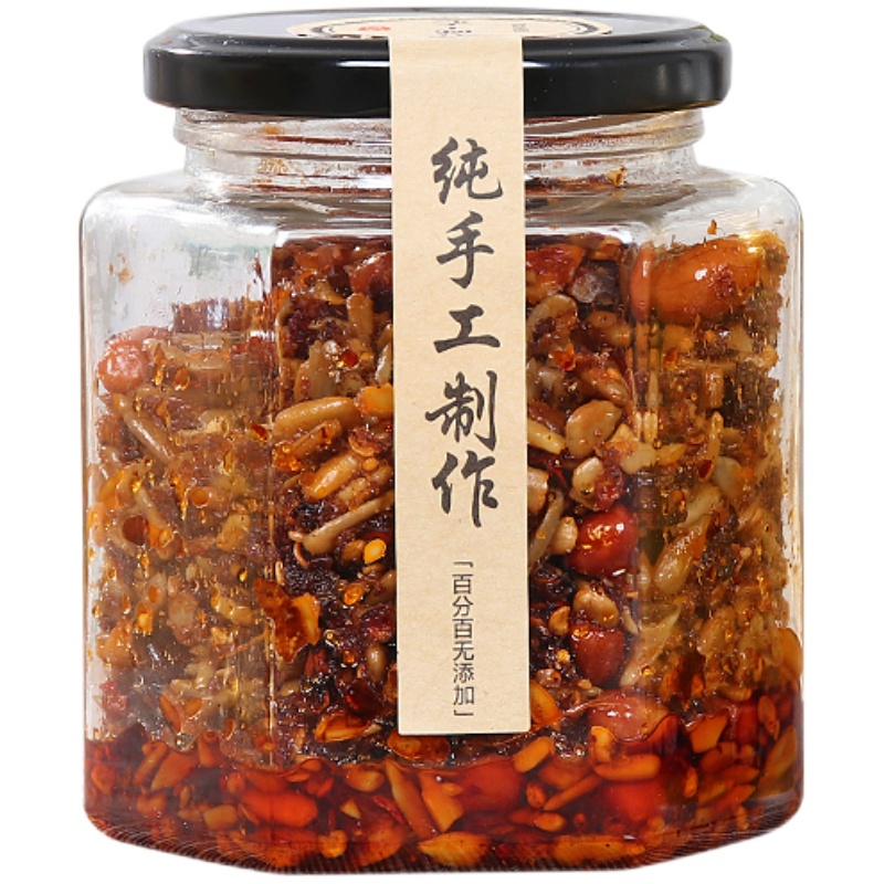 六棱小玻璃瓶帶蓋辣椒牛肉醬蜂蜜檸檬膏純手工空瓶子密封罐果醬瓶