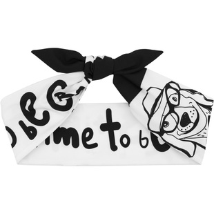 Miri原创黑白狗兔耳朵韩国街头潮宽铁丝发带女绑发饰丝巾发箍头饰