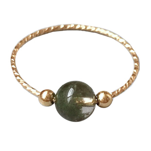 精选天然绿幽灵聚宝盆戒指转运珠水晶原创设计招财细款女戒不褪色