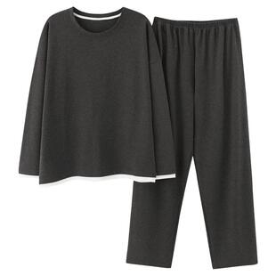 纯棉男士睡衣男春秋冬长袖薄款男生宽松圆领套头全棉家居服套装