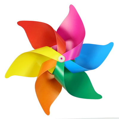 小风车串地推塑料玩具六叶彩色加厚景区户外挂饰送钢丝绳定制LOGO