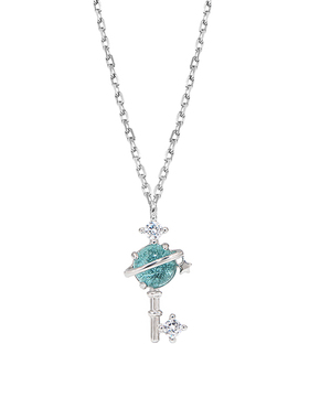 幻想星球琉璃仙女棒纯银钥匙项链