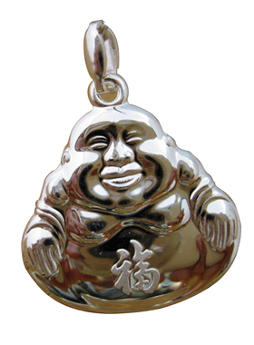 纯银项链吊坠弥勒佛保平安实心