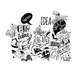 idea涂鸦灯泡 影视传媒公司文化墙 办公室励志 工作室创意墙贴纸