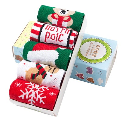 亲子圣诞袜纯棉矫正儿童五指袜