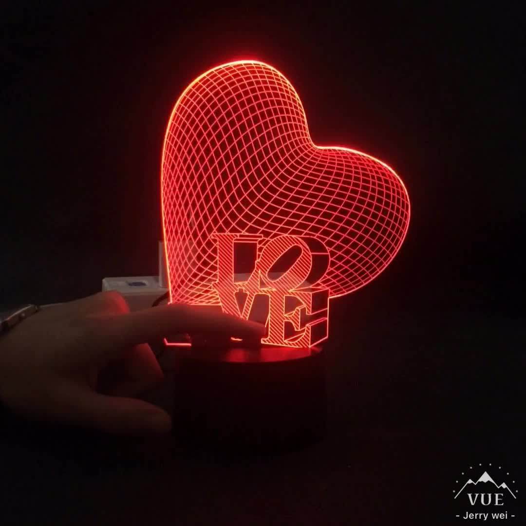 3d Effect Led Night Light Acrylic Lamp Valentine Day Gift Buy 3d Effect Arcylic Led Night