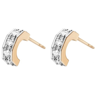 经典马蹄形U型钻石耳钉女s925纯银18K黄金色耳环耳饰简约轻奢小众