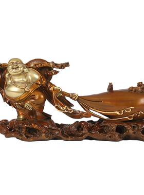 纯铜纳福布袋弥勒佛装饰品