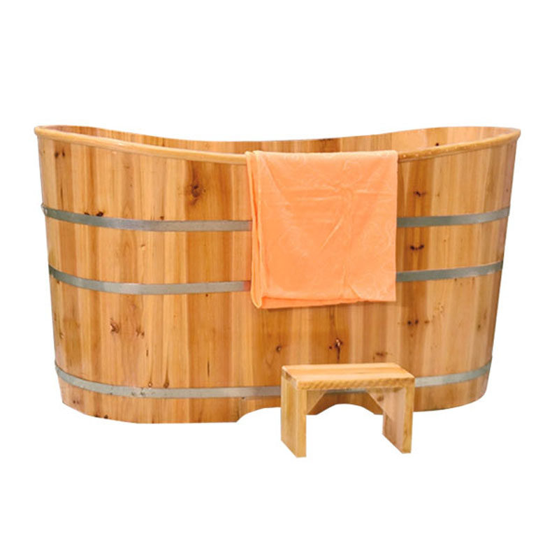 保温儿童三箍带盖实木盆加厚家用全身美容院药浴桶宝宝