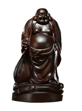 红木大肚弥勒佛像 木质笑佛客厅摆设供奉 黑檀木雕摆件雕刻工艺品