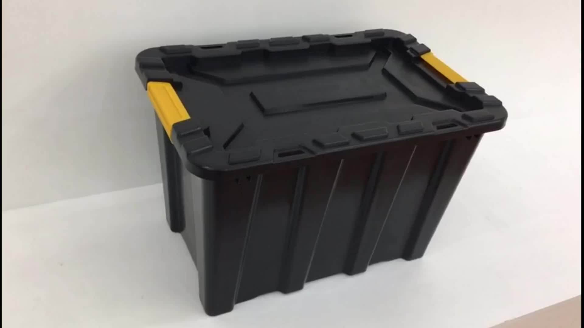 2018 Chinese Supplier 55l Black Heavy Duty Plastic Garden Storage Box