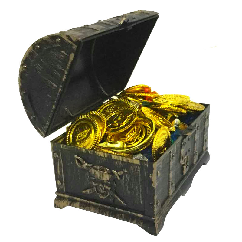 海盗来了 儿童宝藏箱寻宝金币 复古藏宝箱 万圣节小孩玩具3-6-8岁