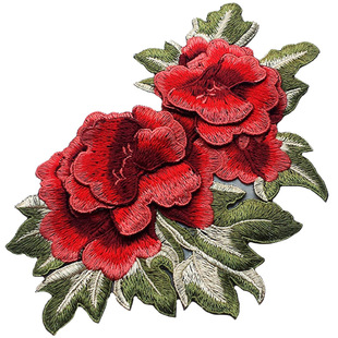 立体牡丹花电脑刺绣布贴衣服补丁贴花 服装diy设计装饰辅料手缝