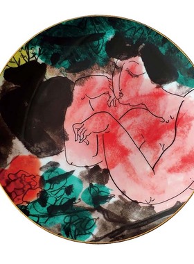 圆盘墙面欧式风骨瓷摆件艺术品