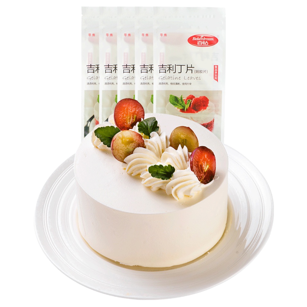 百钻吉利丁片食用明胶鱼胶片家用自制奶酪棒专用慕斯蛋糕烘焙材料