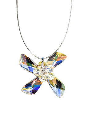 纯银饰品水晶花朵韩国吊坠锁骨链