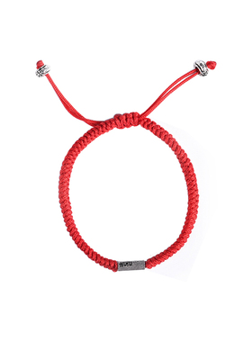 工作室925银手编红绳同心结