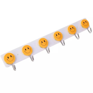 一排强力承重墙壁粘钩无痕不粘勾子创意笑脸可爱长条厨房粘胶挂钩