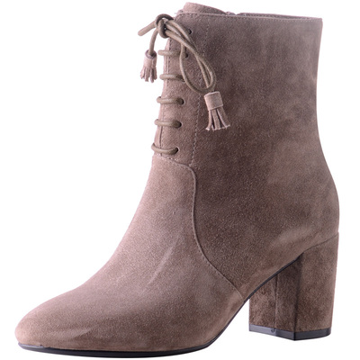 VDVC小众羊猄皮侧拉链粗跟马丁靴