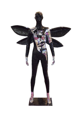 玻璃钢镜片马赛克模特天使雕塑