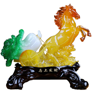 招财马摆件玉白菜小摆设家居客厅电视酒柜玄关工艺装饰品开业礼品