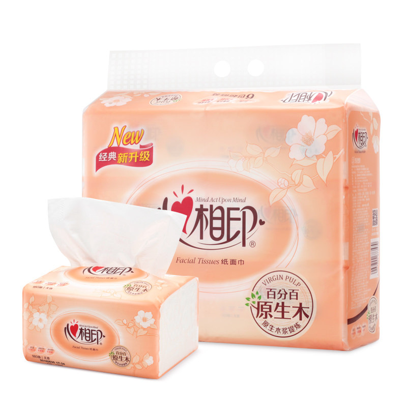 心心相印抽纸原生木家用实惠装三层110抽餐巾纸家庭面巾纸